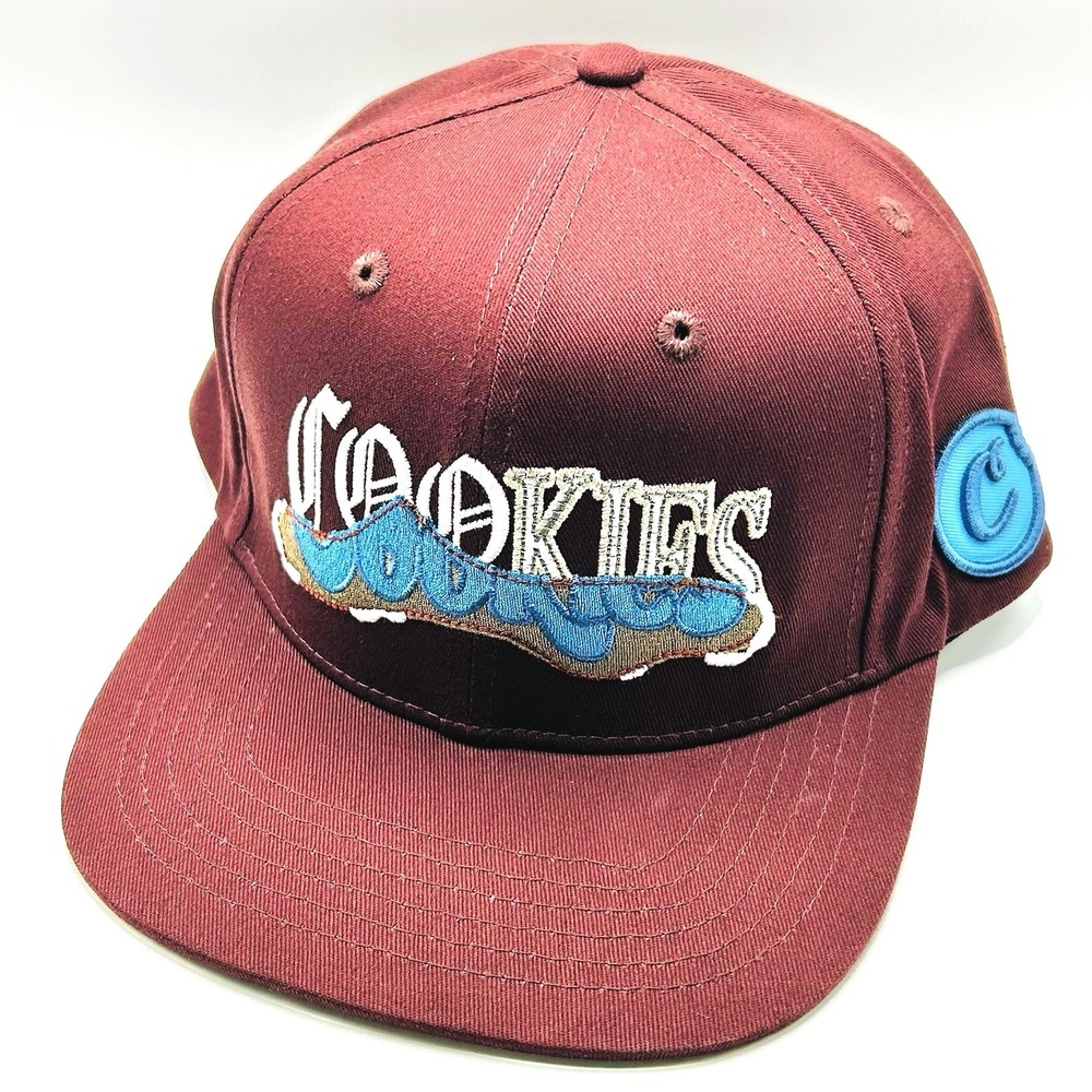 Cookies Echelon Art Script Hat Cap Snapback Adjustable Burgundy Outdoors Casual